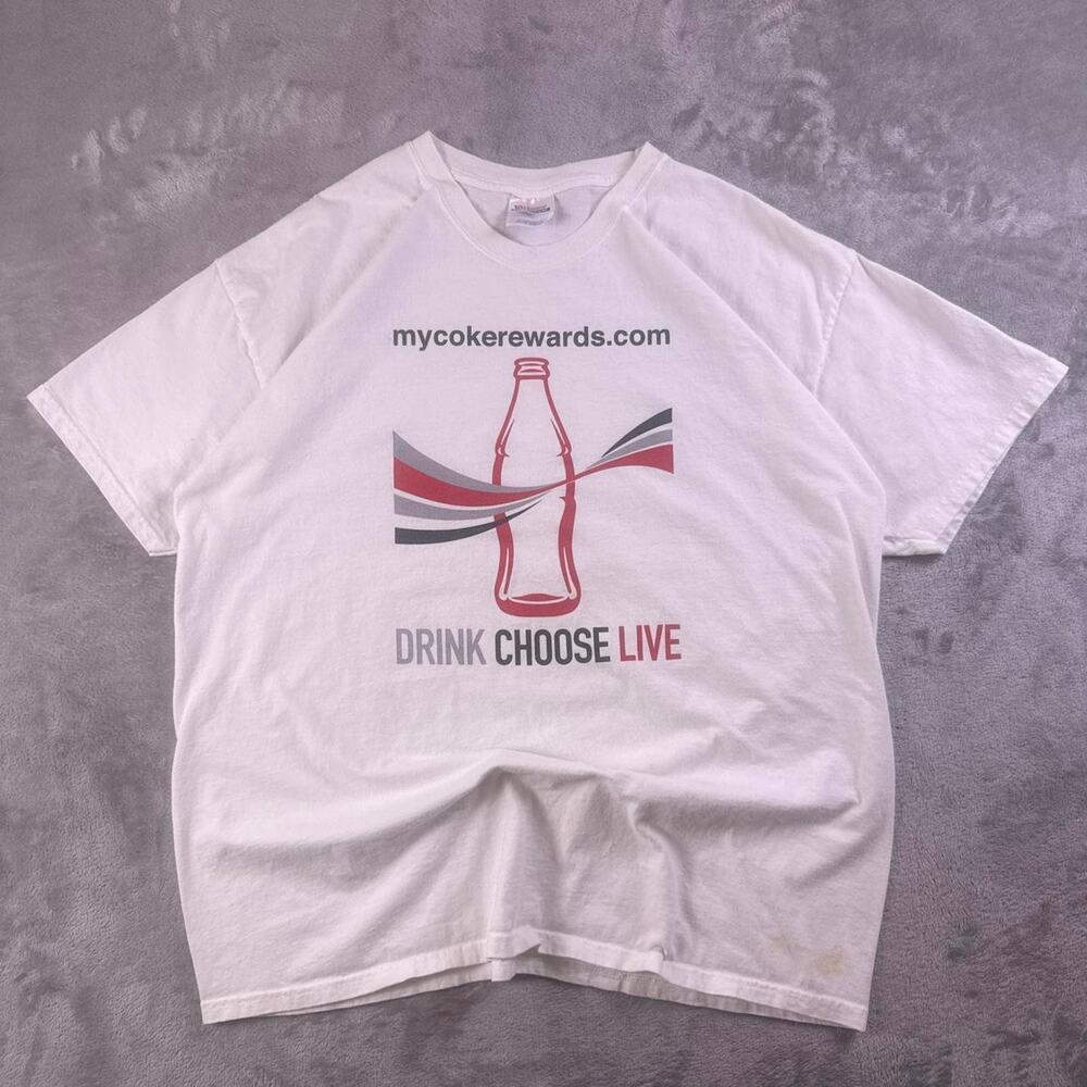 Vintage Y2K Coca-Cola My Coke Rewards T-Shirt Men’s XL White Promo Tee